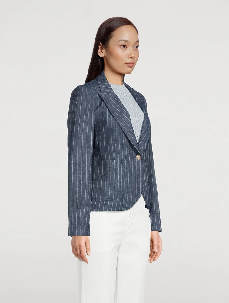 Single-Breasted Blazer Stripe Print