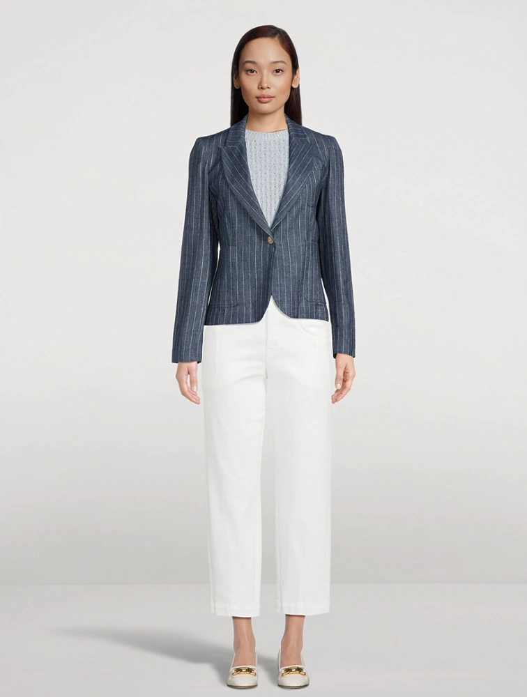 Single-Breasted Blazer Stripe Print