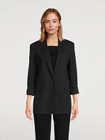 Rolled-Sleeve Good Linen Blazer