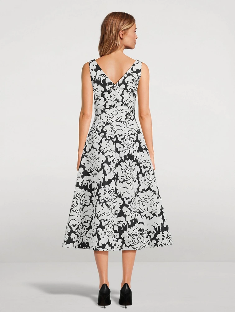 Polyfaille Midi Dress Damask Print