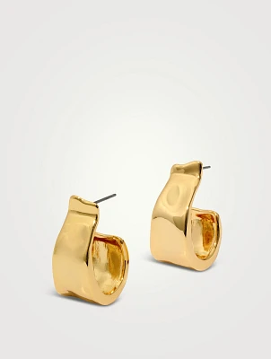 Molten Gold Ribbon Hoop Earrings