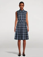 Belted Midi Dress Plaid Print