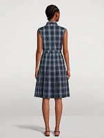 Belted Midi Dress Plaid Print