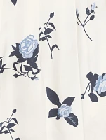 Pleated Midi Skirt Floral Print