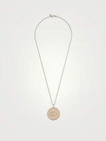 14K Gold Pavé Evil Eye Coin Pendant Necklace With Diamonds