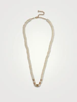 14K Gold Mother-Of-Pearl Heishi Beaded Multi Charm Necklace With Diamonds