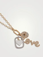 XL 14K Gold Starburst, Love Script, And Star Chain Combo Necklace With Diamonds
