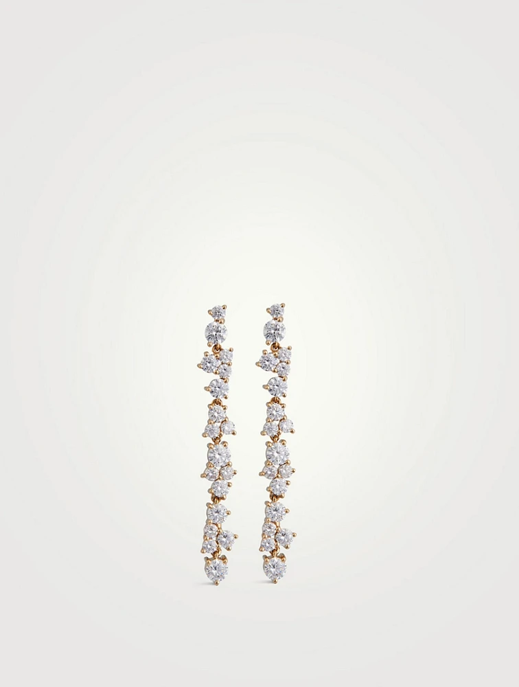 14K Gold Linear Earrings With Diamonds