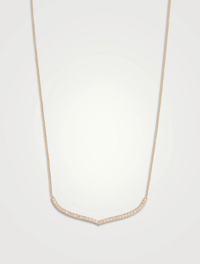 Large 14K Gold Moroccan Necklace With Diamonds