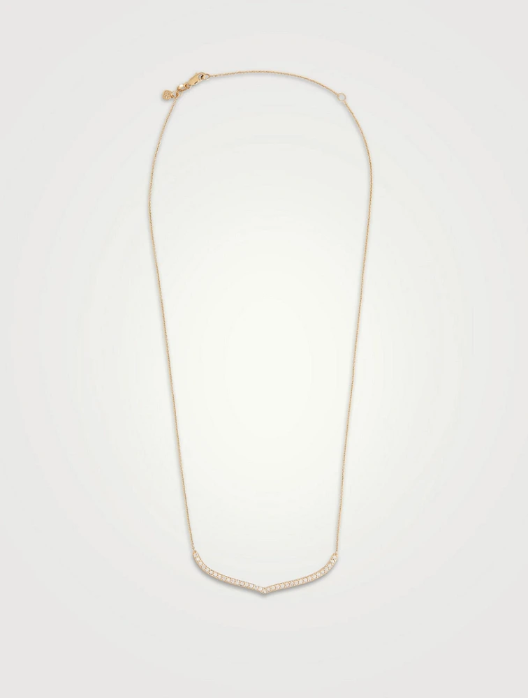 Large 14K Gold Moroccan Necklace With Diamonds