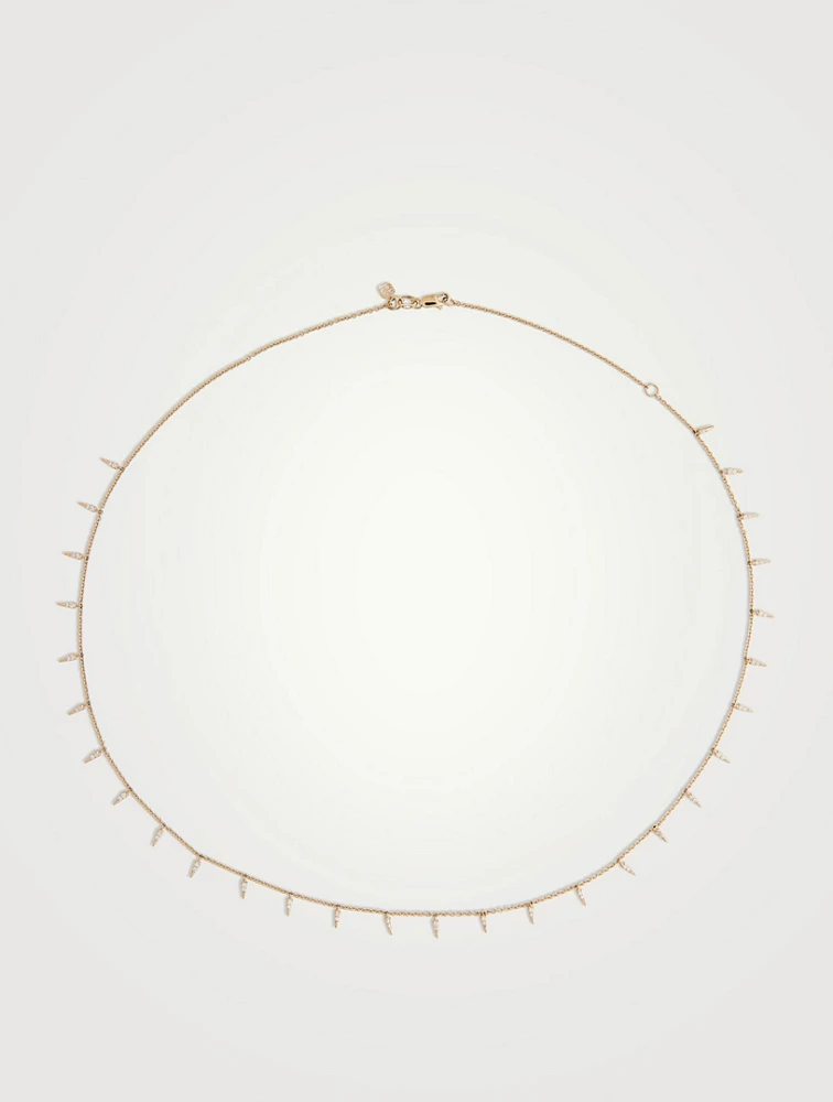 14K Gold Pavé Fringe Drop Necklace With Diamonds