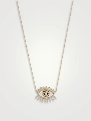 14K Gold Kaleidoscope Eye Fringe Necklace With White And Black Diamonds