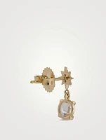 Aztec 14K Gold North Star Earrings With Clear Topaz