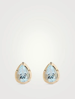 Mélia 14K Gold Pear Stud Earrings With Blue Topaz
