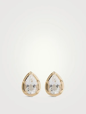 Mélia 14K Gold Pear Stud Earrings With Clear Topaz