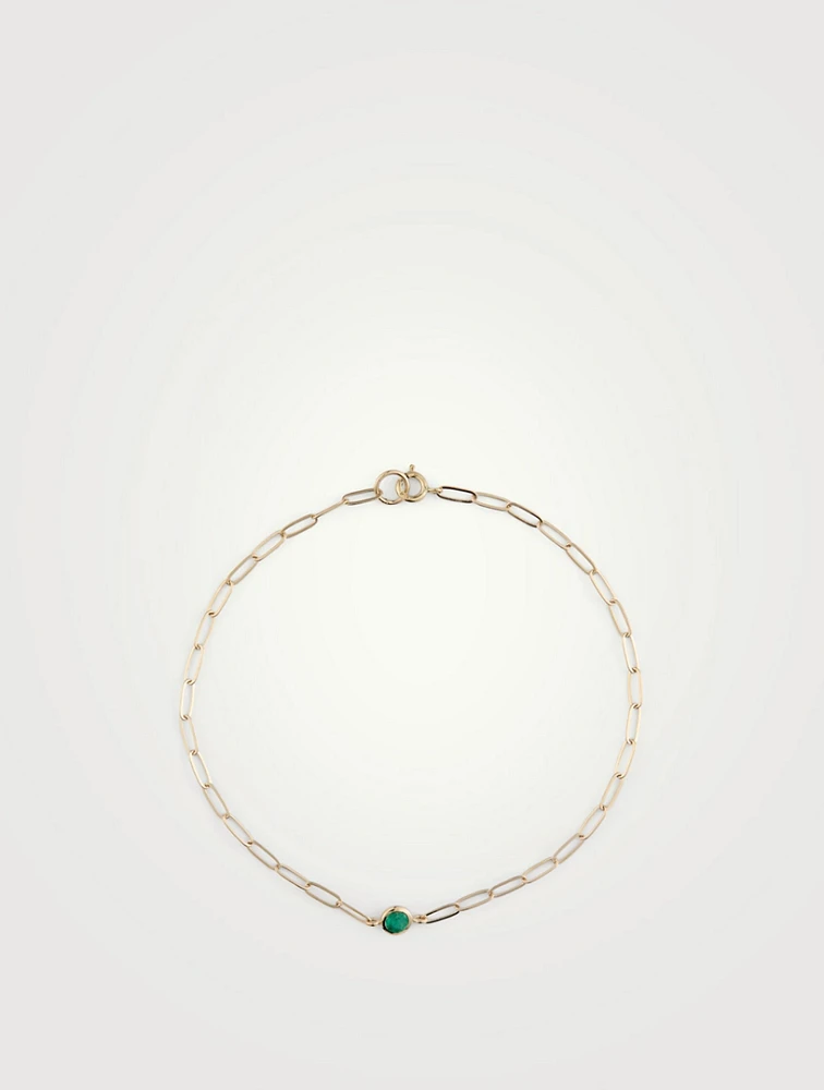 Classique 14K Gold Birthstone Bracelet With Emerald