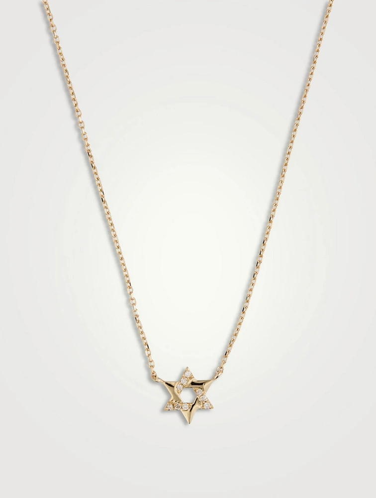 Love Letter 14K Gold Pavé Star Of David Necklace