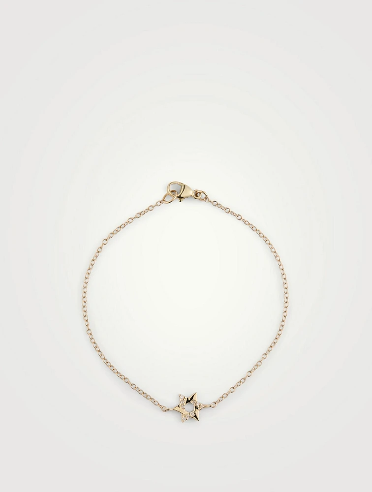 Love Letter 14K Gold Pavé Star Of David Bracelet