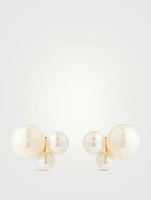 14K Gold Pearl Cluster Stud Earrings