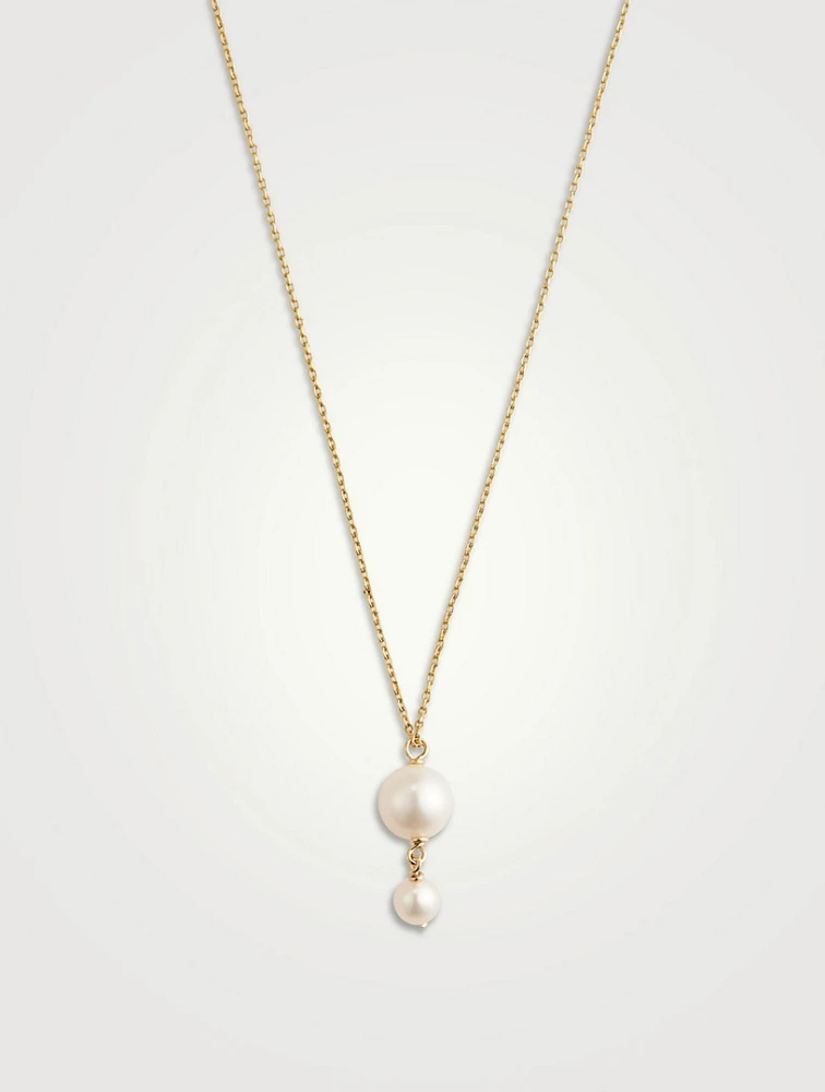 14K Gold Pearl Drop Necklace