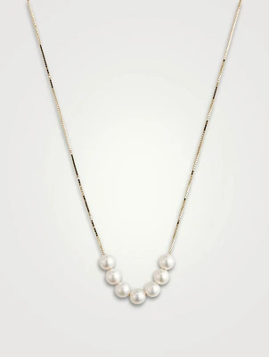 14K Gold Pearl Line Necklace