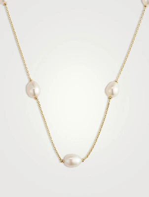 14K Gold Floating Pearl Necklace