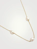 14K Gold Floating Pearl Necklace