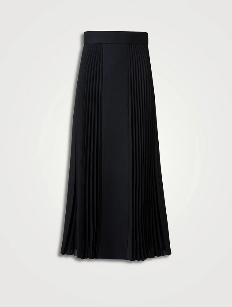 Mixed-Media Pleated Midi Skirt