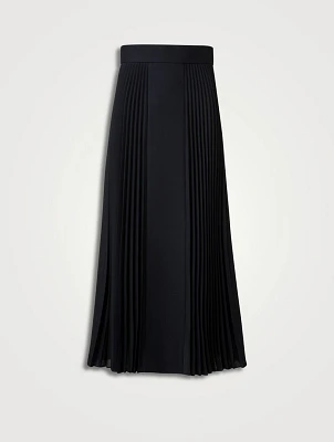 Mixed-Media Pleated Midi Skirt
