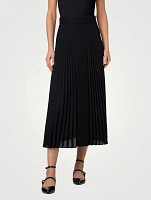 Mixed-Media Pleated Midi Skirt