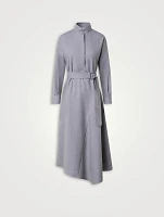 Belted Wool Flannel Shirt Dress