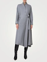 Belted Wool Flannel Shirt Dress
