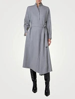 Belted Wool Flannel Shirt Dress