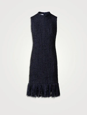 Fringe-Trimmed Tweed Sheath Dress