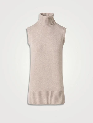 Sleeveless Wool Cashmere Turtleneck Sweater