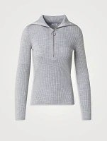 Ribbed Wool Polo Sweater