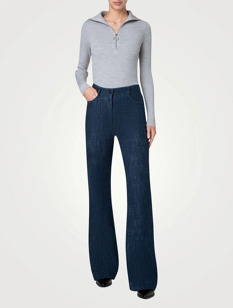 Ribbed Wool Polo Sweater