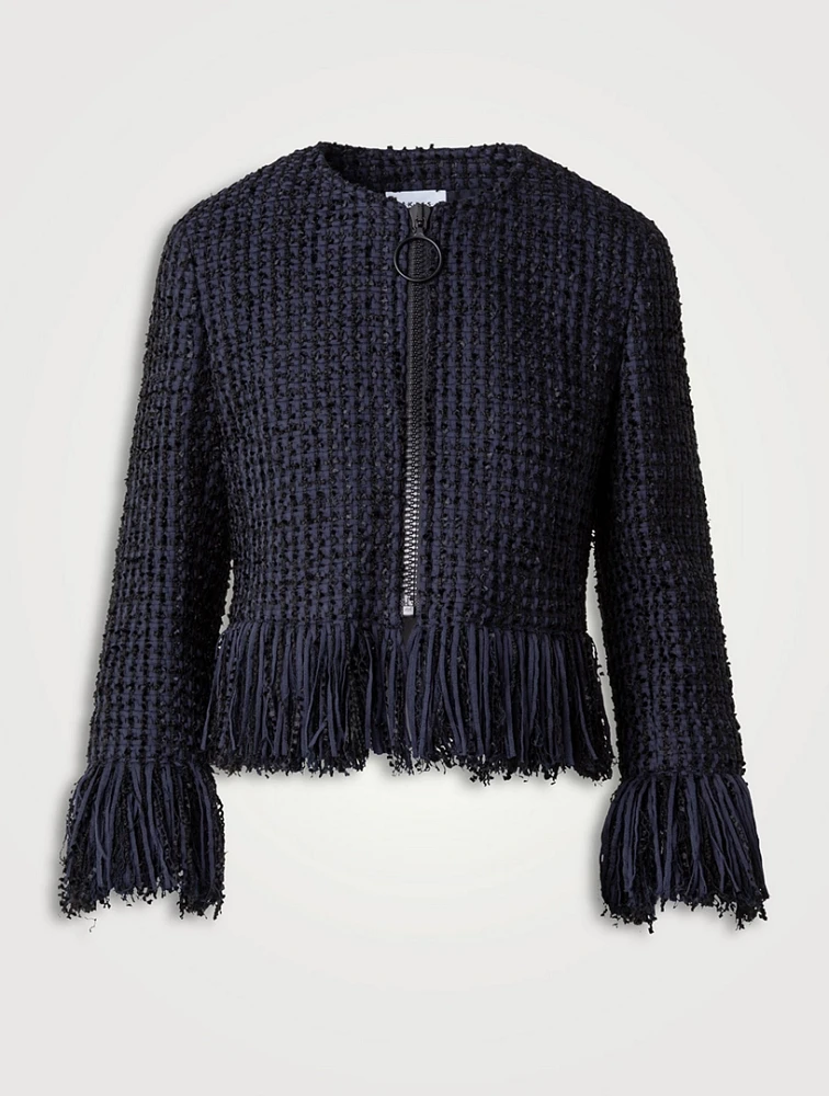 Fringe-Trimmed Tweed Jacket