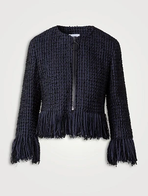 Fringe-Trimmed Tweed Jacket
