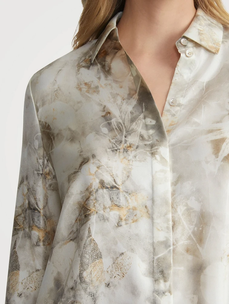 Scottie Silk Shirt Eco Fern Print