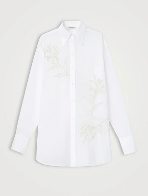 Flora-Embroidered Cotton Voile Shirt