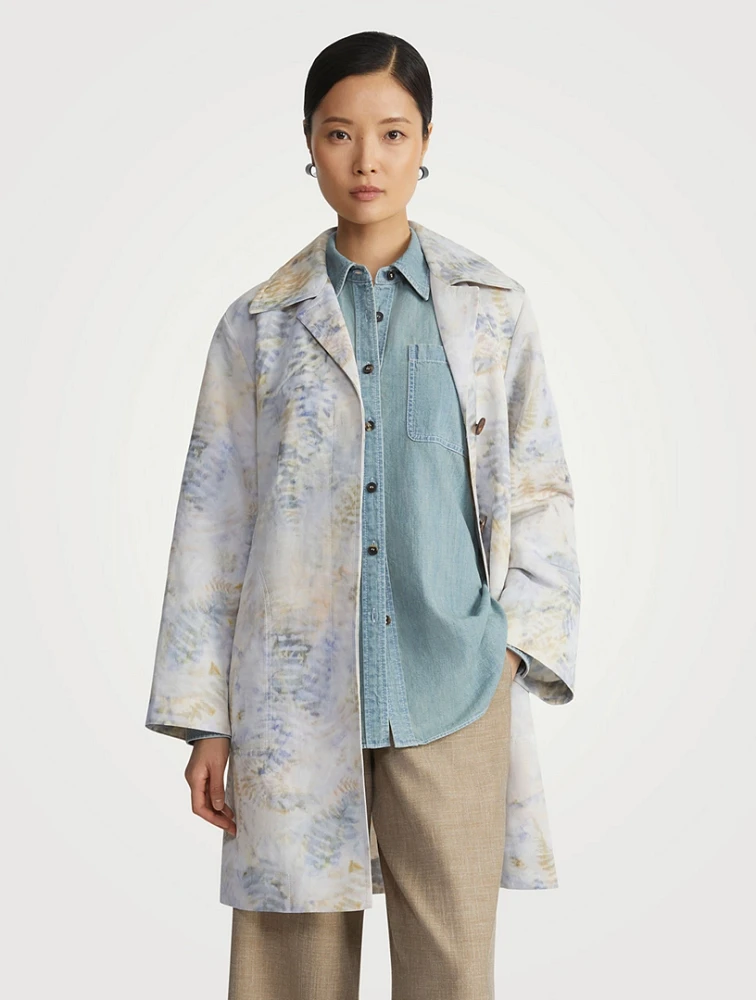 Linen-Blend Coat Eco Fern Print