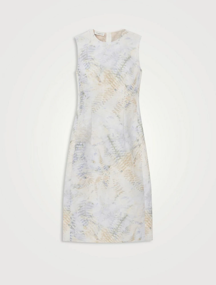 Harpson Linen-Blend Sheath Dress Eco Fern Print