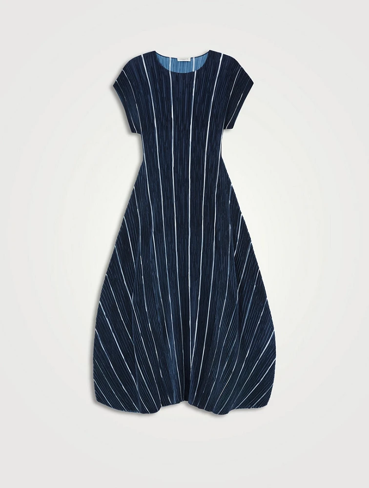 Plissé Maxi Dress Stripe Print