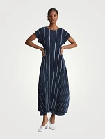 Plissé Maxi Dress Stripe Print