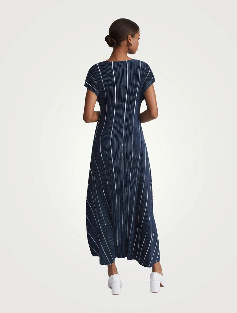 Plissé Maxi Dress Stripe Print