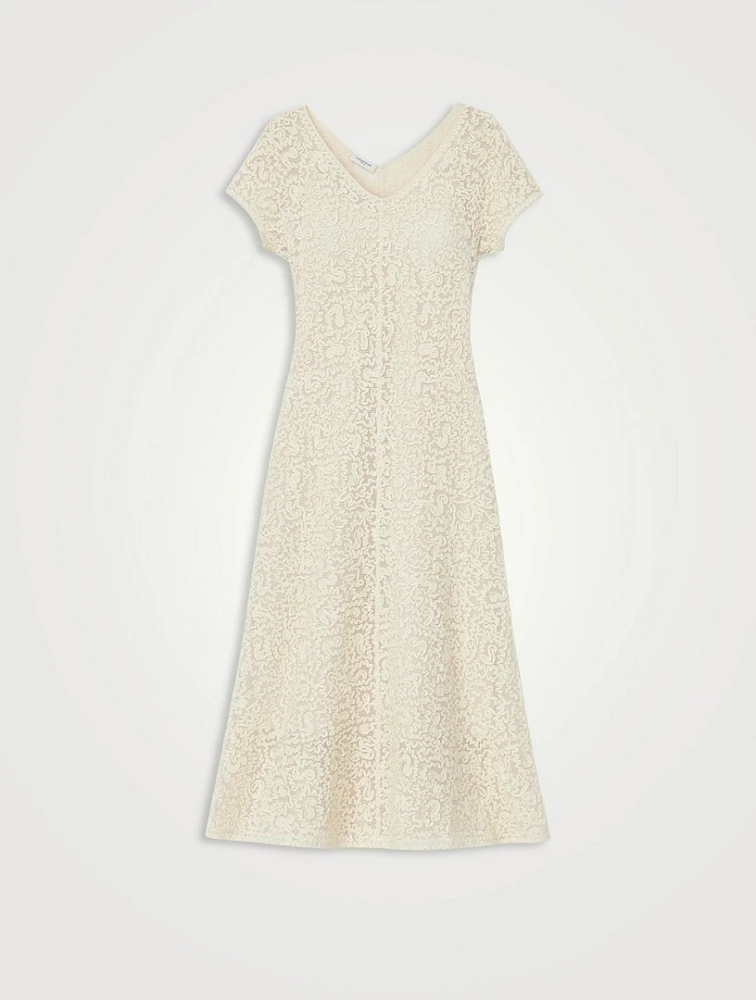 Soutache-Embroidered Midi Dress