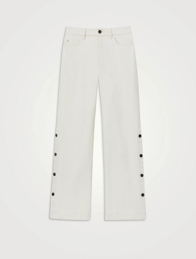 Wyckoff Button-Trimmed Wide-Leg Jeans