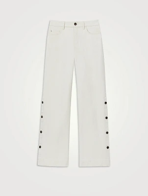 Wyckoff Button-Trimmed Wide-Leg Jeans