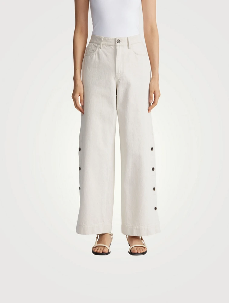 Wyckoff Button-Trimmed Wide-Leg Jeans